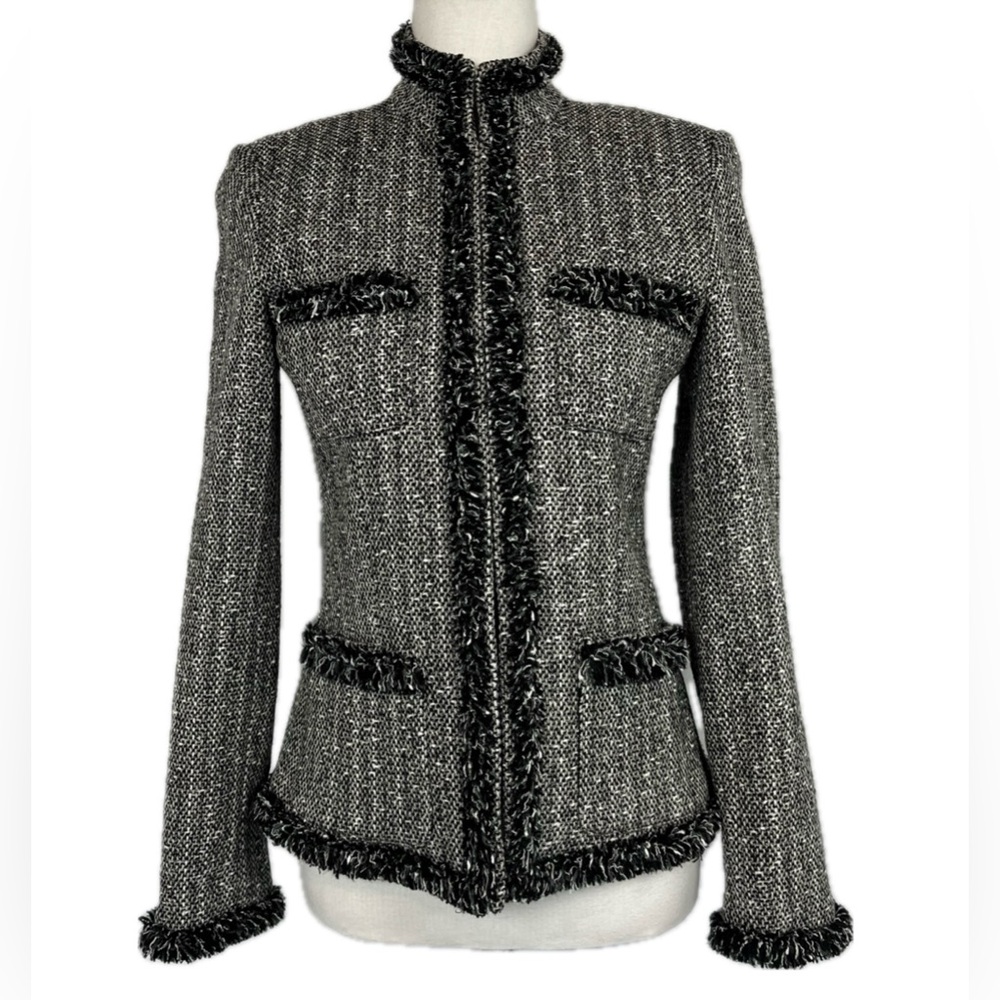 Rafaella Wool Blend Tweed Blazer Jacket Sz 6 Parisian Preppy Old Money Academia